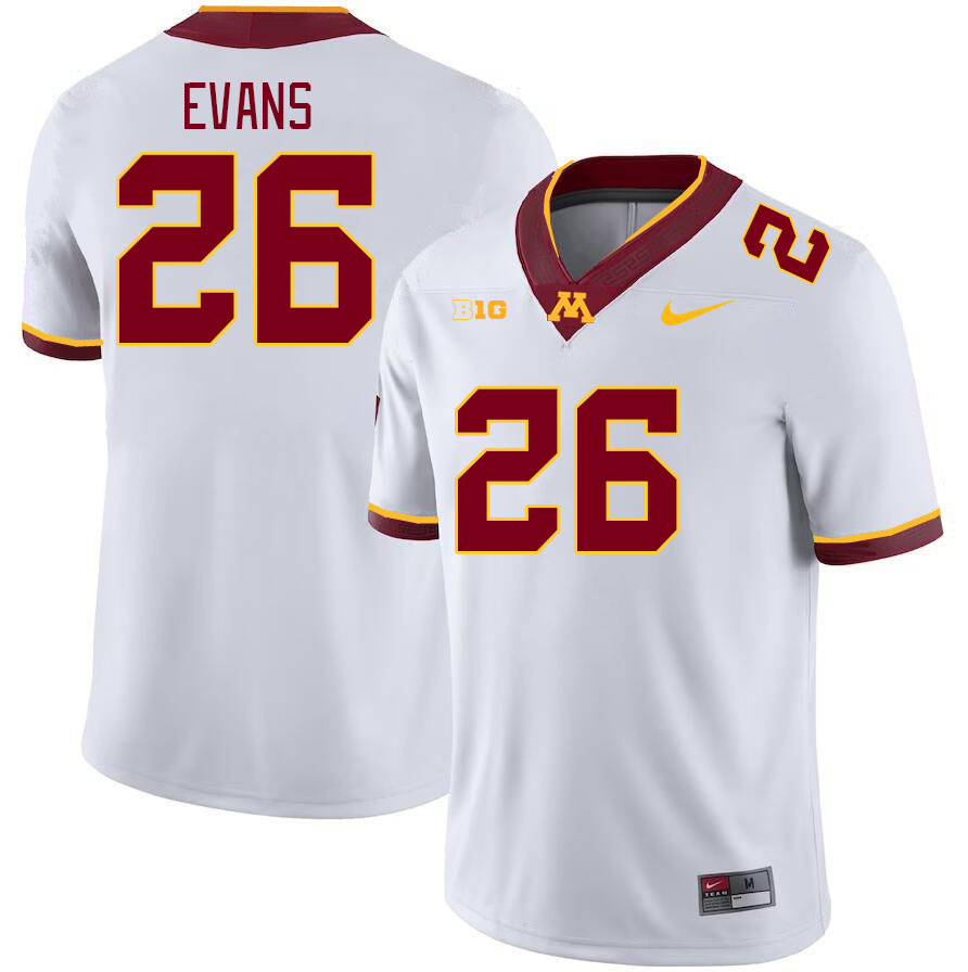 Men #26 Zach Evans Minnesota Golden Gophers College Football Jerseys Stitched-White - Click Image to Close